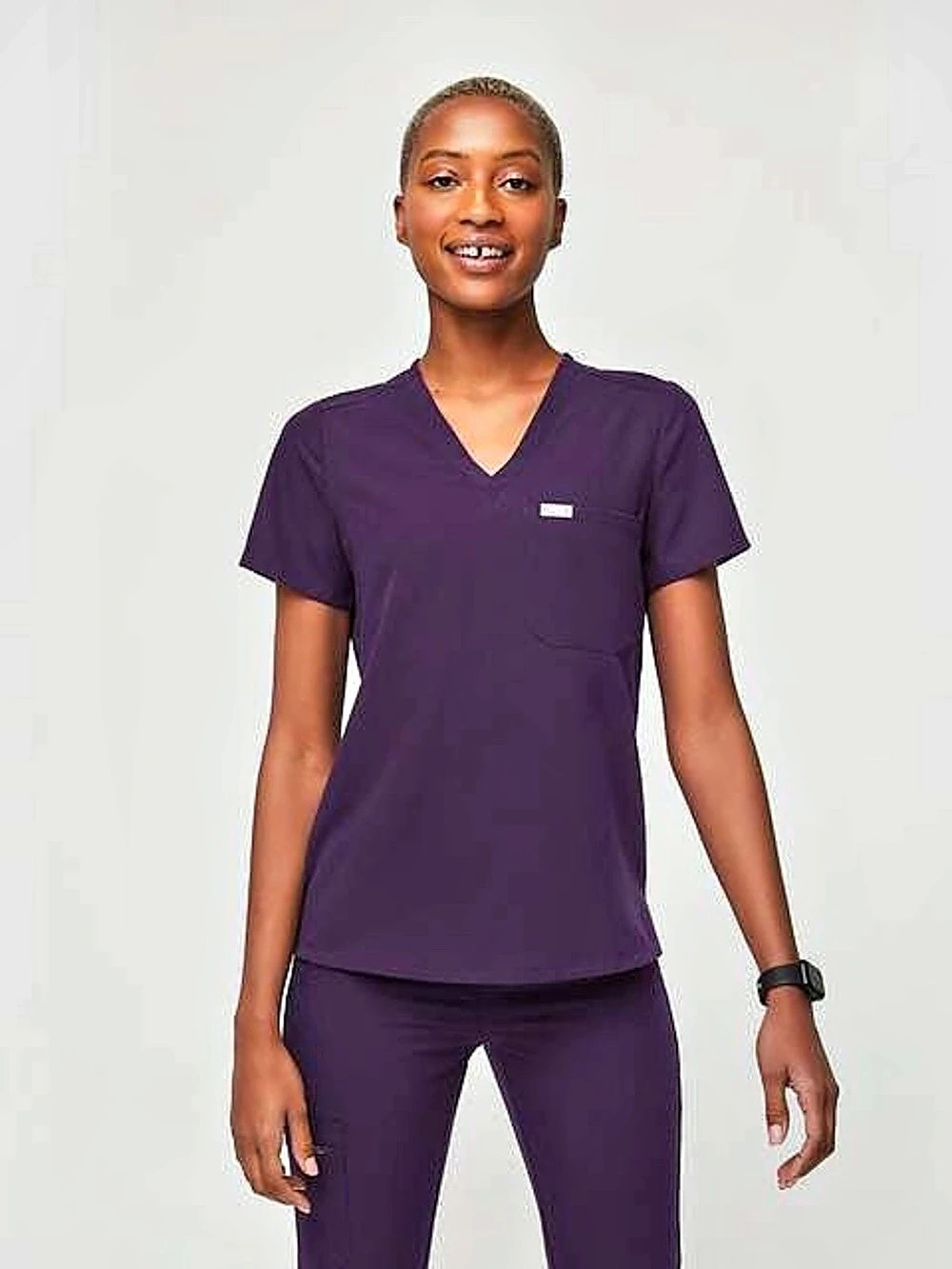 FIGS Scrubs Set XXS Catarina v-neck Top, Petite skinny pants 2.0- purple jam